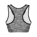Knitted Raccoon Pattern Print Women's Sports Bra
