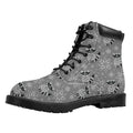 Knitted Raccoon Pattern Print Padded Collar Lace Up Boots