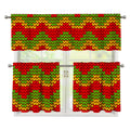 Knitted Reggae Pattern Print 3 Piece Kitchen Curtains