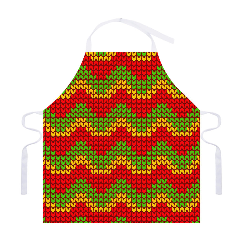 Knitted Reggae Pattern Print Adjustable Apron