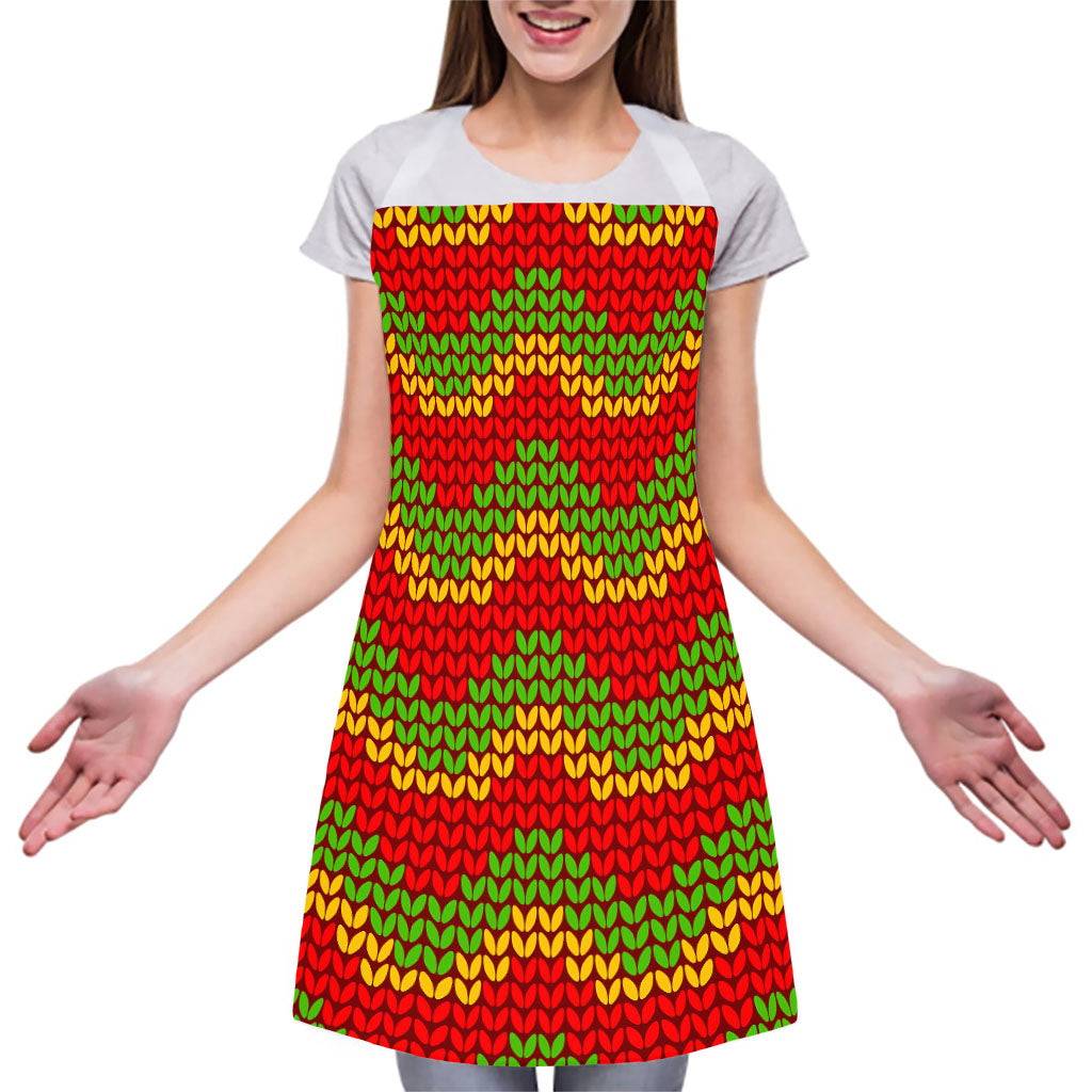 Knitted Reggae Pattern Print Adjustable Apron