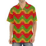 Knitted Reggae Pattern Print Aloha Shirt