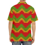 Knitted Reggae Pattern Print Aloha Shirt