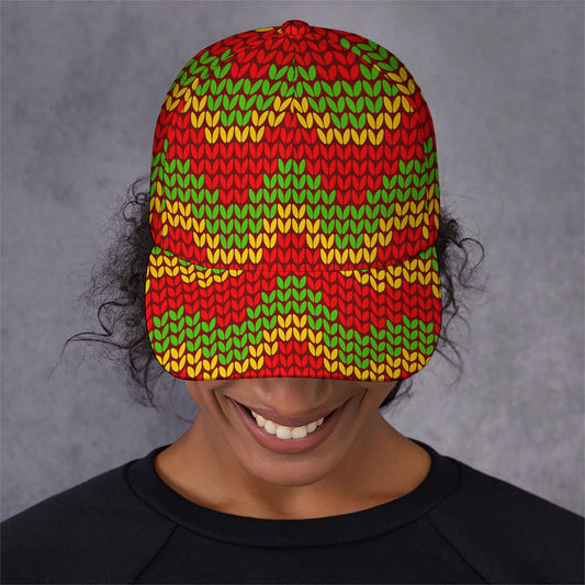 Knitted Reggae Pattern Print Baseball Cap