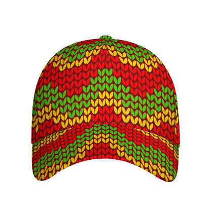 Knitted Reggae Pattern Print Baseball Cap