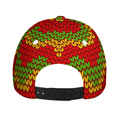 Knitted Reggae Pattern Print Baseball Cap