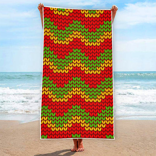 Knitted Reggae Pattern Print Beach Towel
