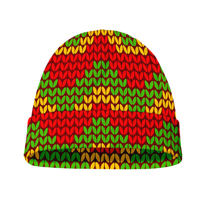 Knitted Reggae Pattern Print Beanie