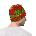 Knitted Reggae Pattern Print Beanie