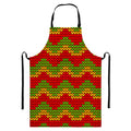 Knitted Reggae Pattern Print Bib Apron With Pocket