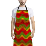 Knitted Reggae Pattern Print Bib Apron With Pocket
