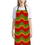 Knitted Reggae Pattern Print Bib Apron With Pocket