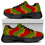 Knitted Reggae Pattern Print Black Chunky Shoes