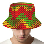 Knitted Reggae Pattern Print Bucket Hat