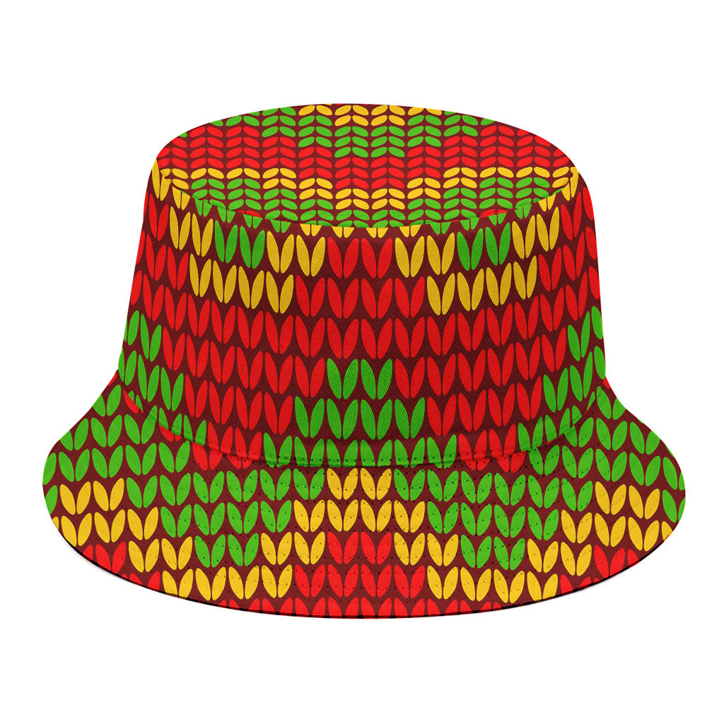 Knitted Reggae Pattern Print Bucket Hat