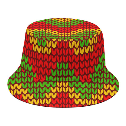 Knitted Reggae Pattern Print Bucket Hat