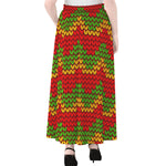 Knitted Reggae Pattern Print Chiffon Maxi Skirt