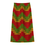Knitted Reggae Pattern Print Cotton Front Slit Maxi Skirt