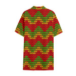 Knitted Reggae Pattern Print Cotton Hawaiian Shirt