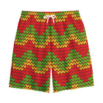 Knitted Reggae Pattern Print Cotton Shorts