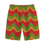 Knitted Reggae Pattern Print Cotton Shorts