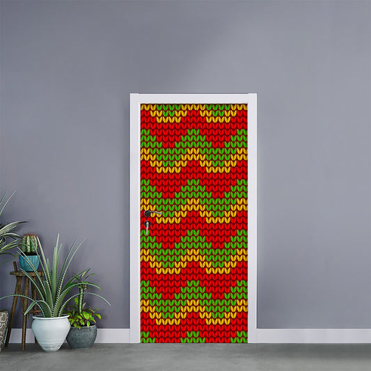 Knitted Reggae Pattern Print Door Sticker