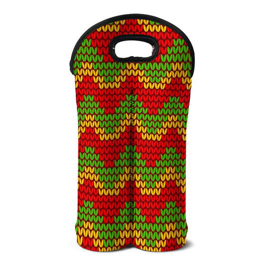 Knitted Reggae Pattern Print Double Neoprene Wine Tote