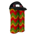 Knitted Reggae Pattern Print Double Neoprene Wine Tote