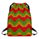 Knitted Reggae Pattern Print Drawstring Backpack