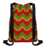 Knitted Reggae Pattern Print Drawstring Backpack