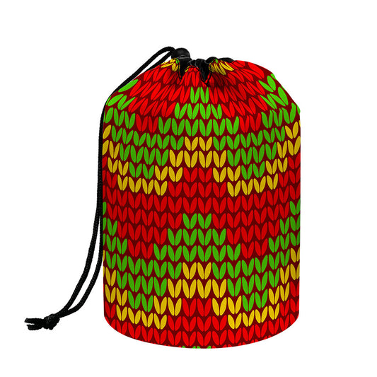 Knitted Reggae Pattern Print Drawstring Makeup Bag