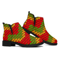 Knitted Reggae Pattern Print Flat Ankle Boots