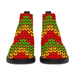 Knitted Reggae Pattern Print Flat Ankle Boots