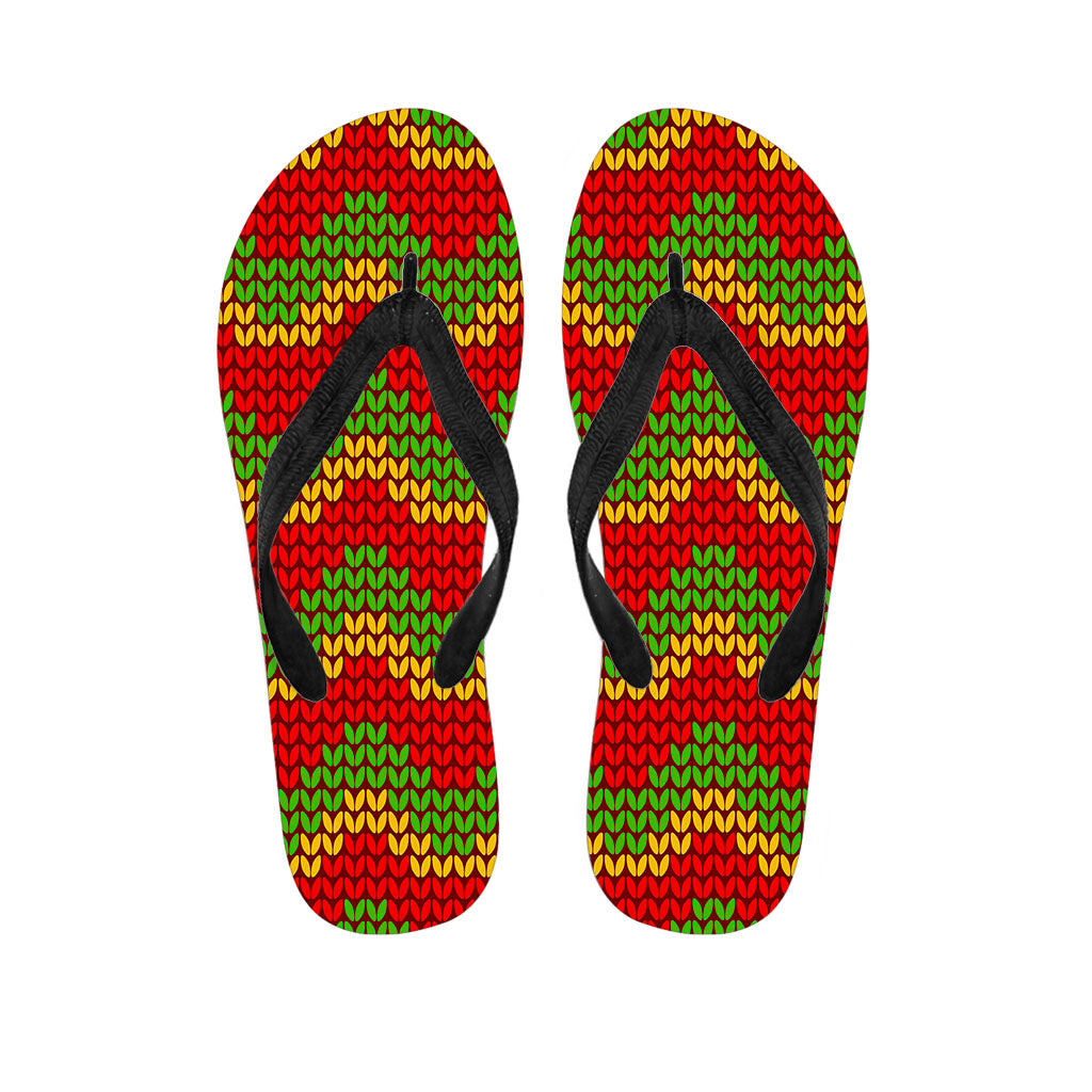 Knitted Reggae Pattern Print Flip Flops