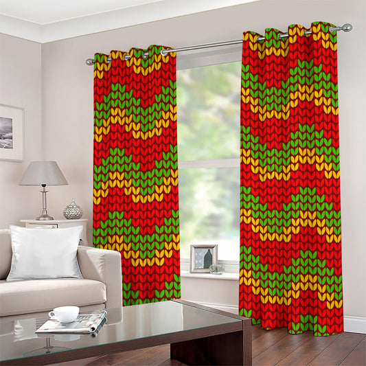 Knitted Reggae Pattern Print Grommet Curtains