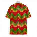 Knitted Reggae Pattern Print Hawaiian Shirt