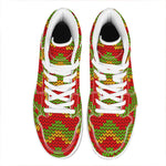 Knitted Reggae Pattern Print High Top Leather Sneakers