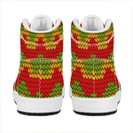 Knitted Reggae Pattern Print High Top Leather Sneakers