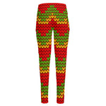 Knitted Reggae Pattern Print High-Waisted Pocket Leggings