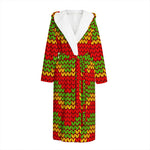 Knitted Reggae Pattern Print Hooded Bathrobe
