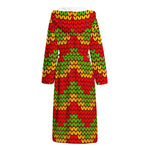 Knitted Reggae Pattern Print Hooded Bathrobe