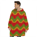 Knitted Reggae Pattern Print Hoodie Blanket