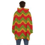 Knitted Reggae Pattern Print Hoodie Blanket