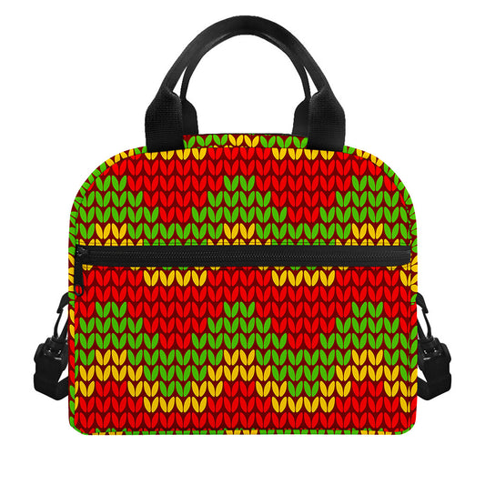 Knitted Reggae Pattern Print Insulated Lunch Bag