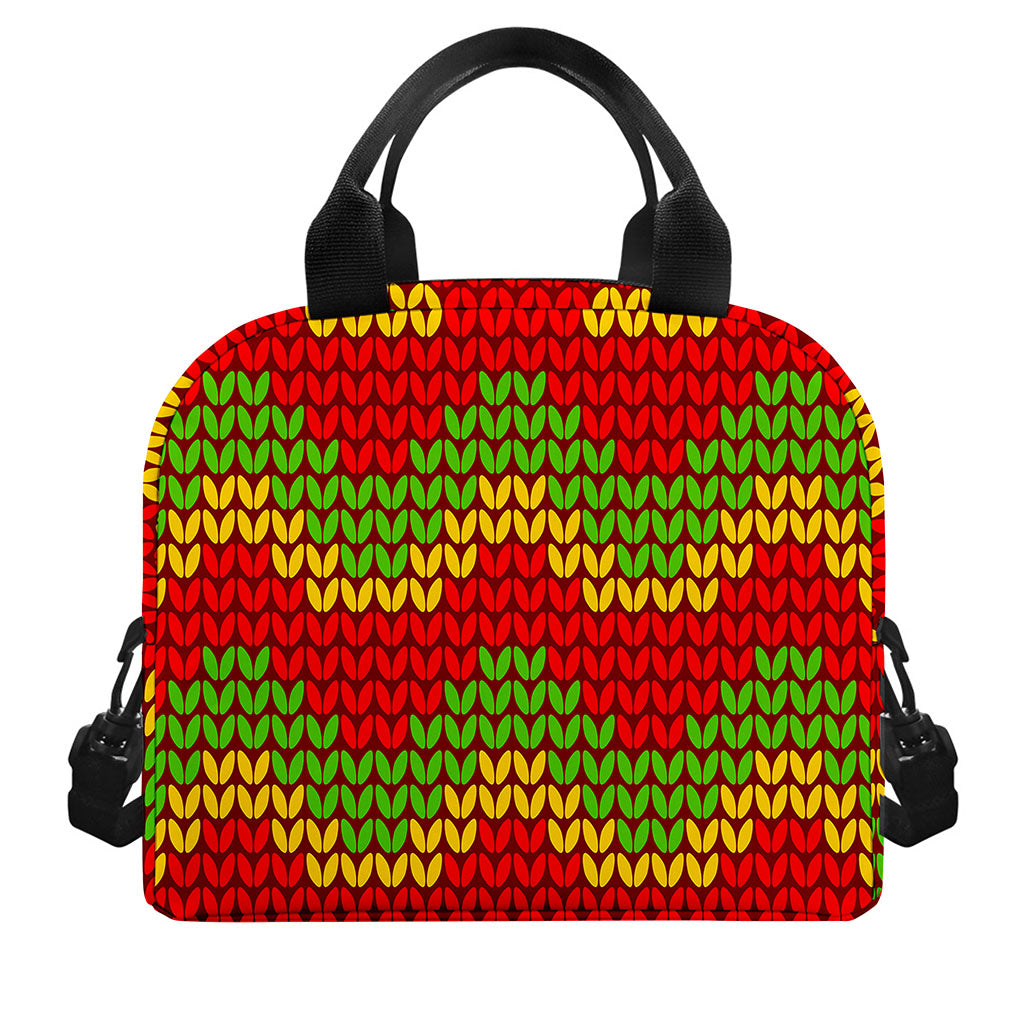 Knitted Reggae Pattern Print Insulated Lunch Bag