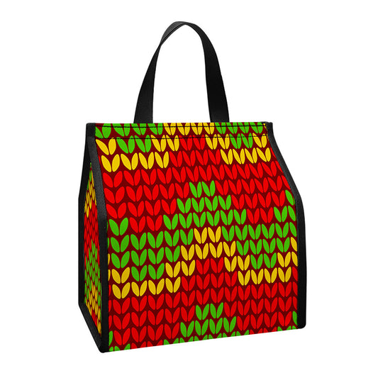 Knitted Reggae Pattern Print Insulated Lunch Tote