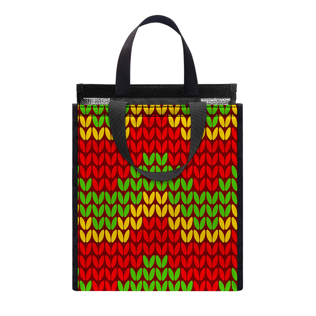 Knitted Reggae Pattern Print Insulated Lunch Tote