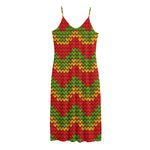 Knitted Reggae Pattern Print Jersey Midi Cami Dress