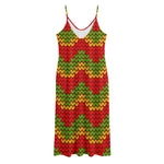 Knitted Reggae Pattern Print Jersey Midi Cami Dress