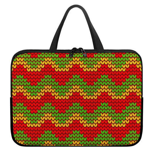 Knitted Reggae Pattern Print Laptop Sleeve With Handle